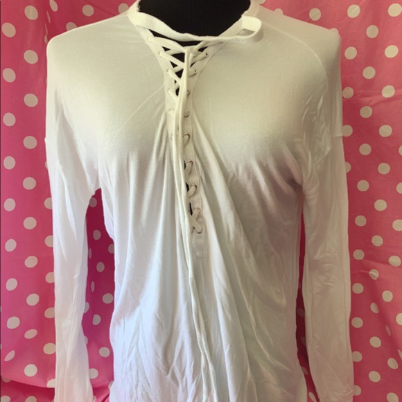 LAST CHANCE Express lace up front long sleeve tee Sz S - Picture 1 of 4